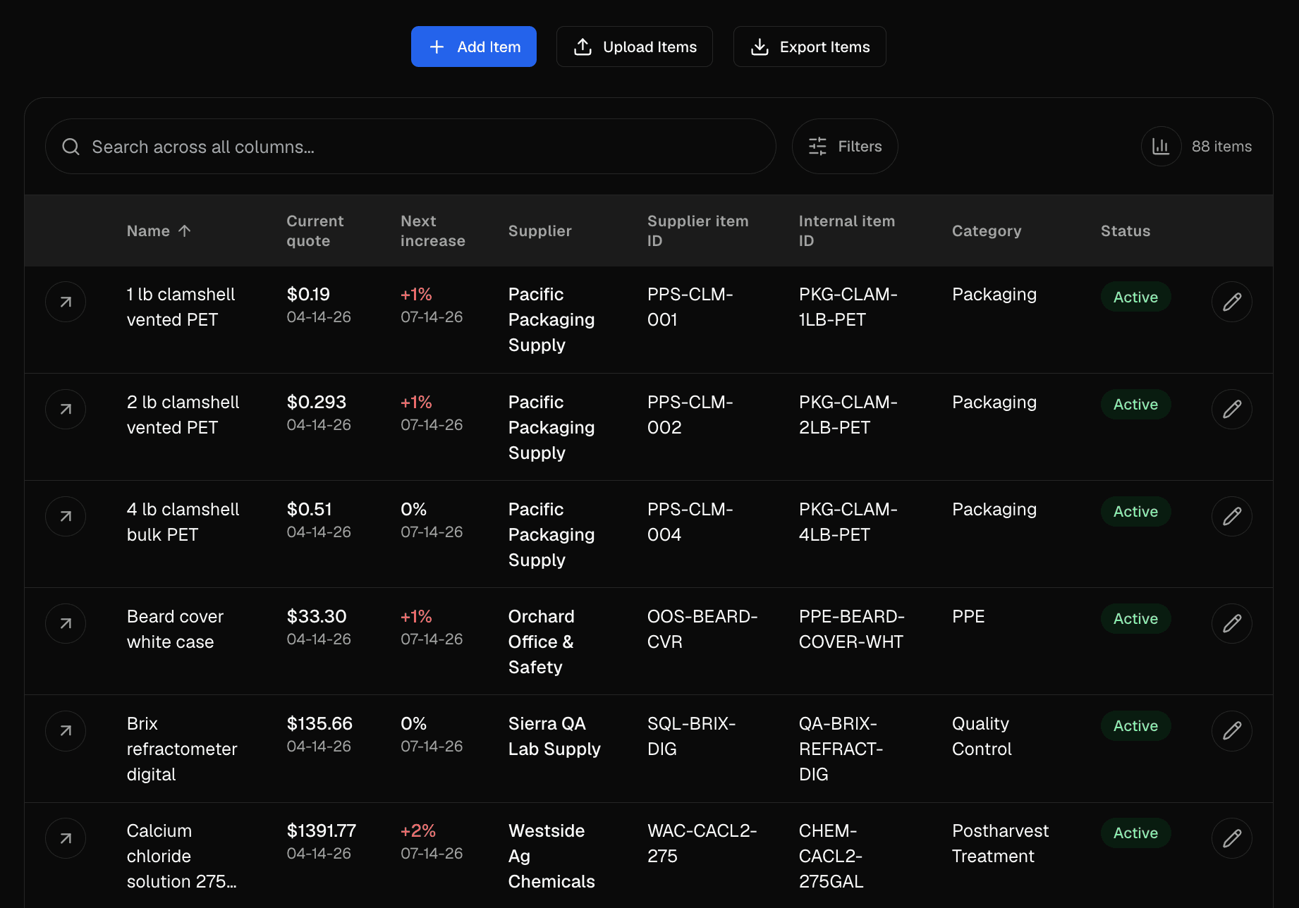 QuoteChain items preview